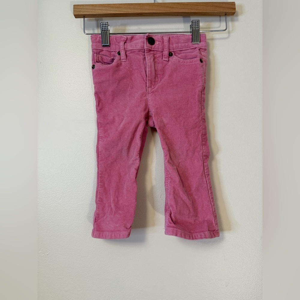 CREWCUTS Girls Pink Corduroy Pants Size 3 Adjustable Waist Stretch Flare Fall